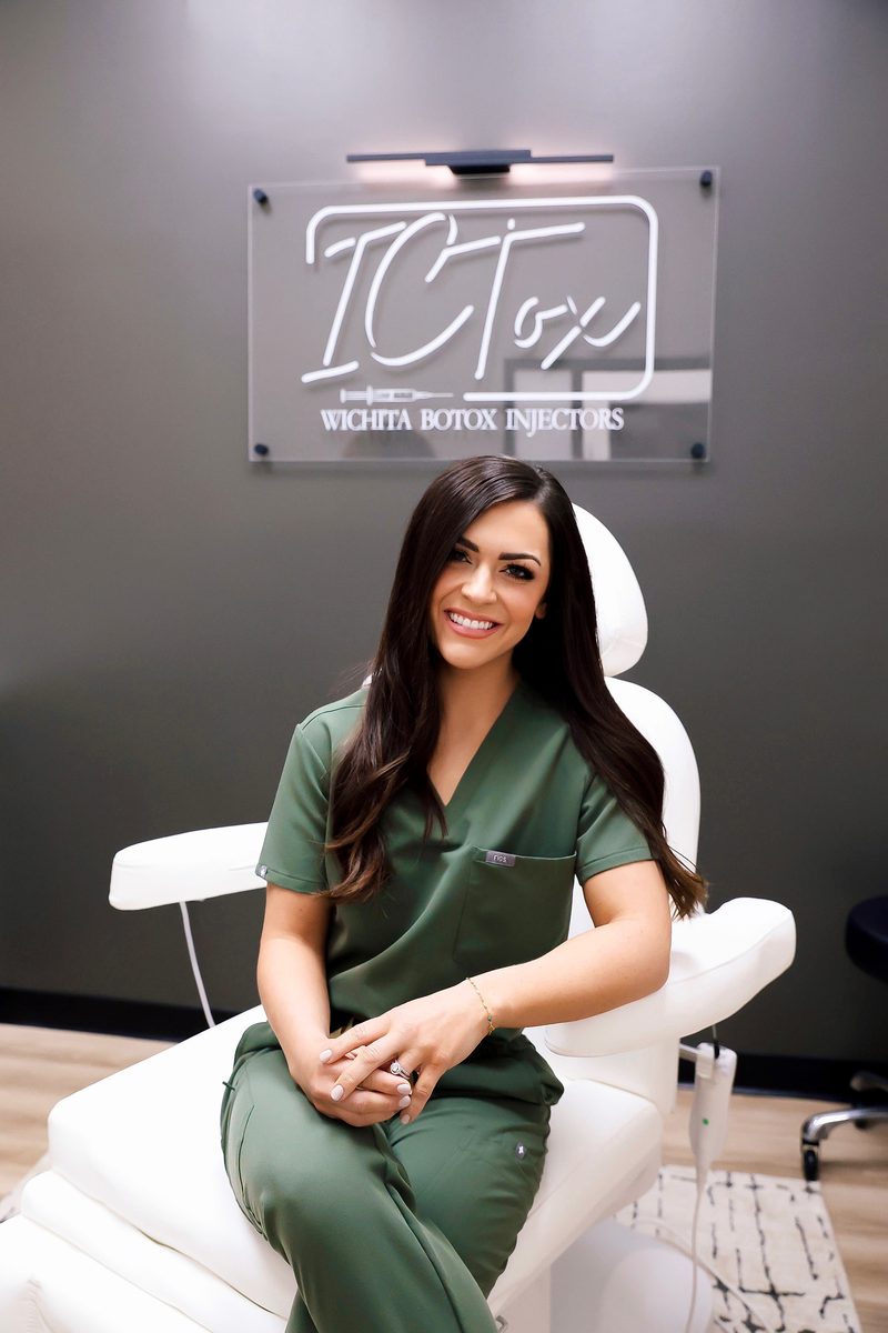 Paige Johnston RN seated at ICT Tox treatment suite, Wichita KS